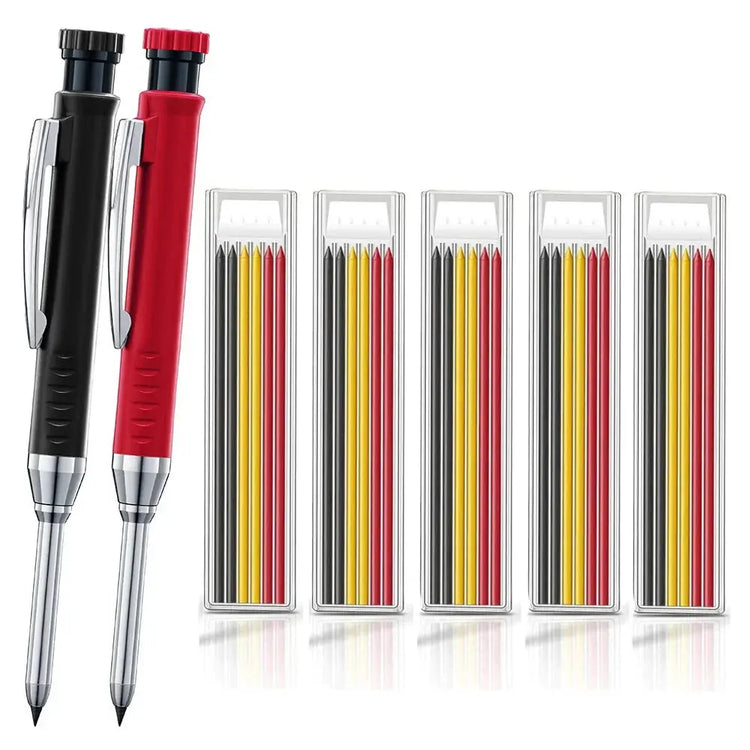 Solid Carpenter Mechanical Pencil with Sharpener Woodworking Tools 2.8mm 3 Colors Refill Construction Tools Stationery Supply - HASHTAG
