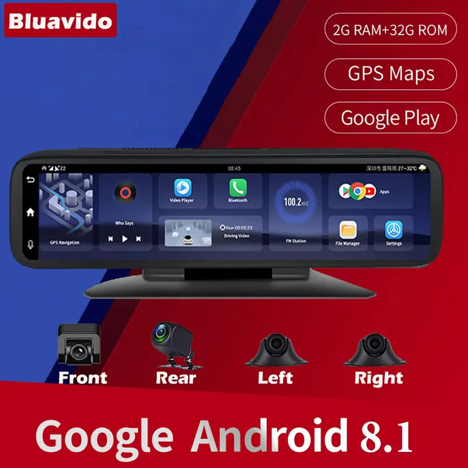 4 Cameras 4G Android 8.1 Car Dash Cam GPS Navigation HD 720P Video Recorder Dashboard DVR Wifi App Remote Monitoring