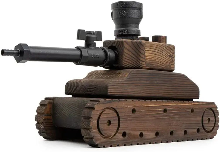 Tank Handcrafted Liquor Dispenser - The Wine Savant - Industrial Pipe Mahogany Wood Whiskey Decanter - Bar Accessories For Home Gifts for Him, Veteran&