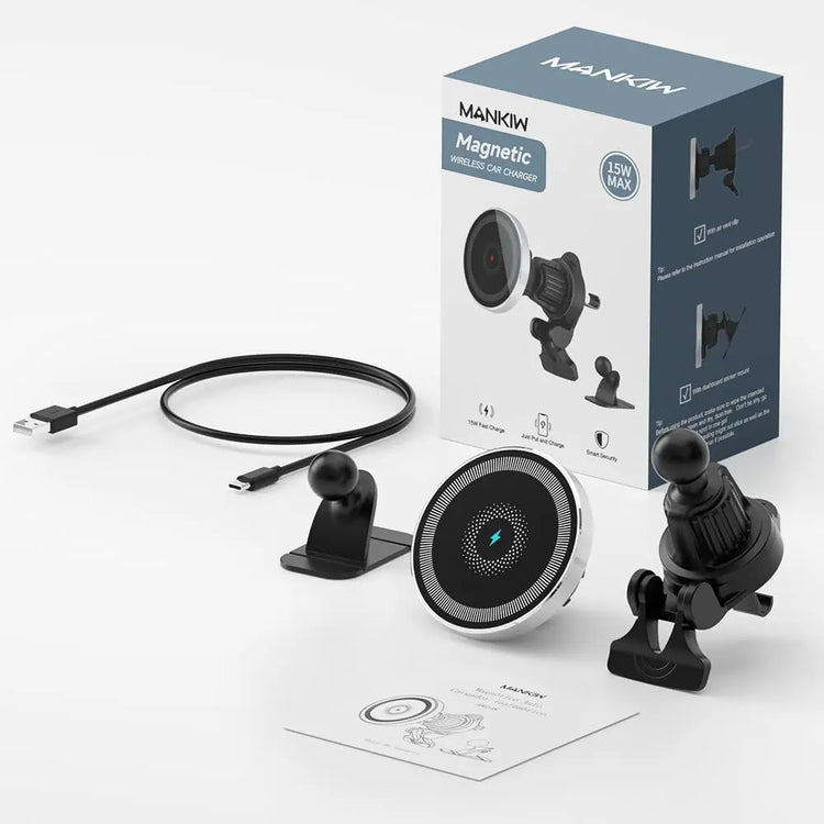 Caricabatterie magnetico wireless per auto MANKIW da 15 W - My Hashtag Shop