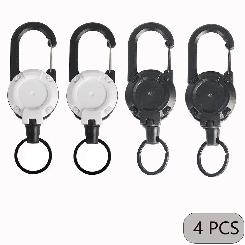 1/2/4pcs Extendable Retractable Holders Keychain Badge Reels Heavy Duty Clip With Carabiner Key Chain For Men Outdoor Bags - My Hashtag Shop