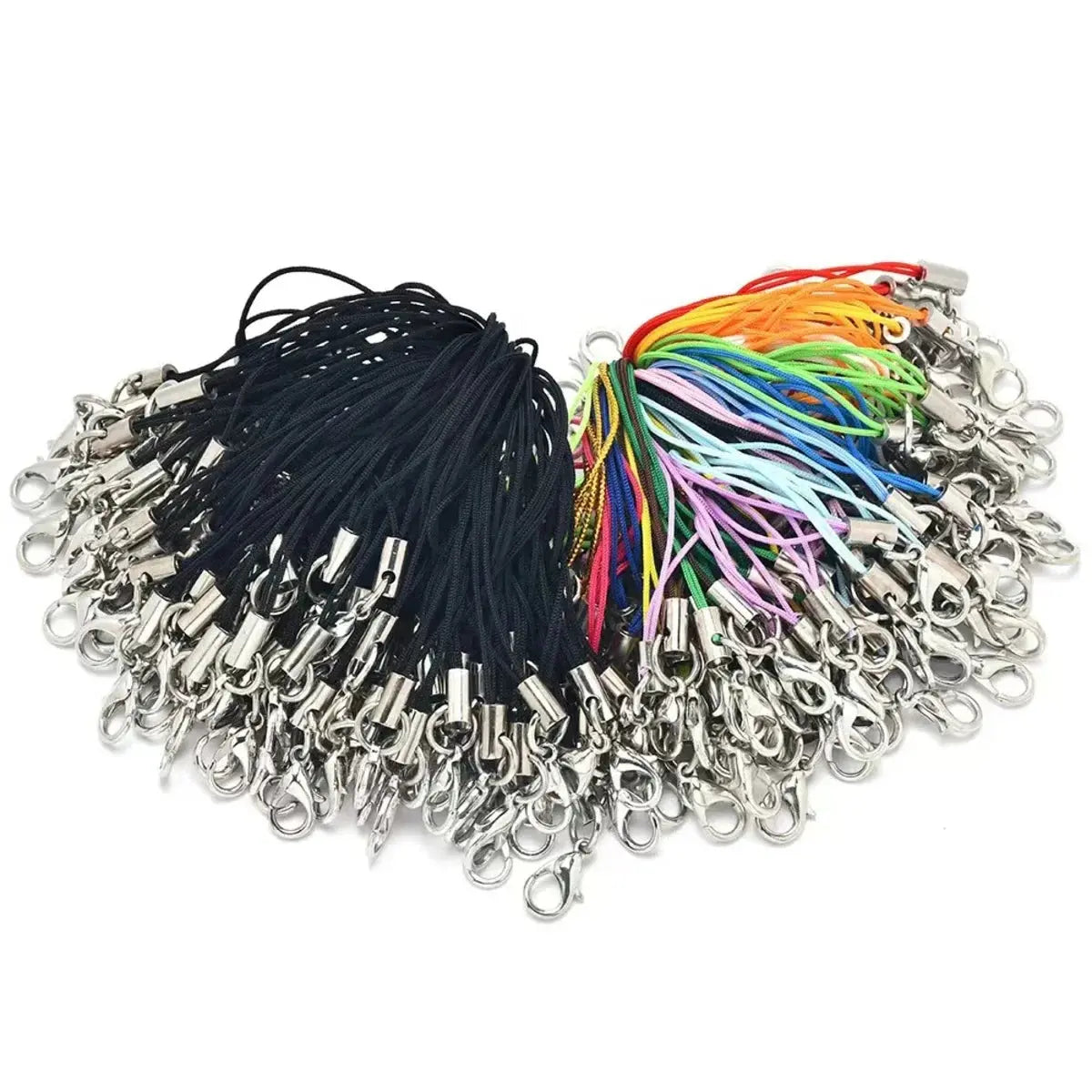 50PCS Black Strap Charm Cord Lanyard Lariat Strap Cords Lobster Clasp Rope Keychains Hooks Mobile Set Charms Jewelry Accessories - My Hashtag Shop