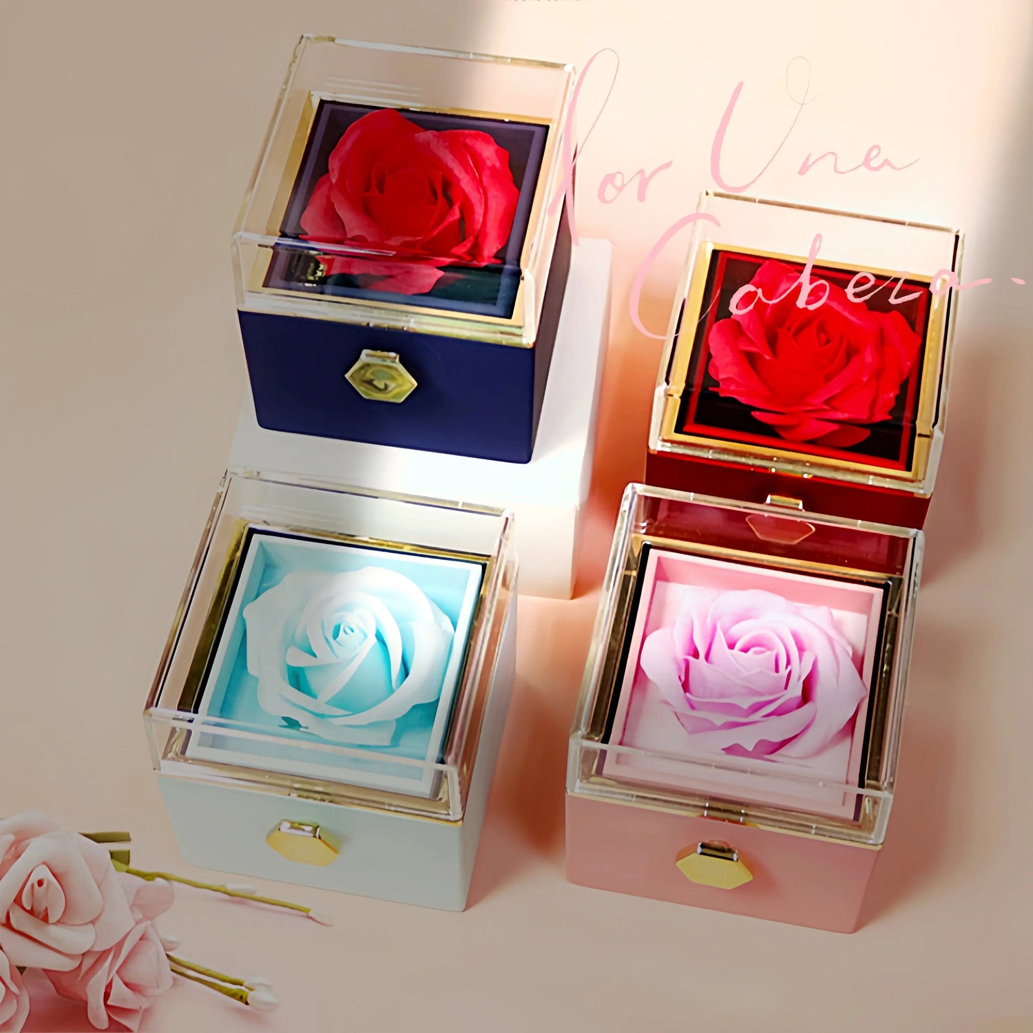 Rotating Soap Flower Rose Gift Box Creative Rotating Rose Jewelry Packaging Box Valentine&