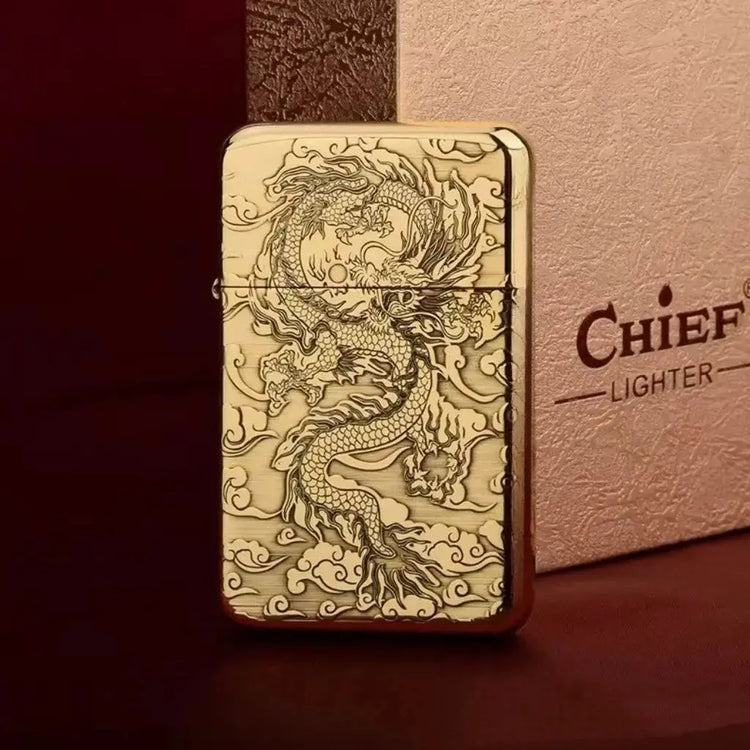 Exquisite Brass Kerosine Lighter Slim Windproof Vintage Grinding Wheel Ignition Lighter Cigarette Accessories Men&