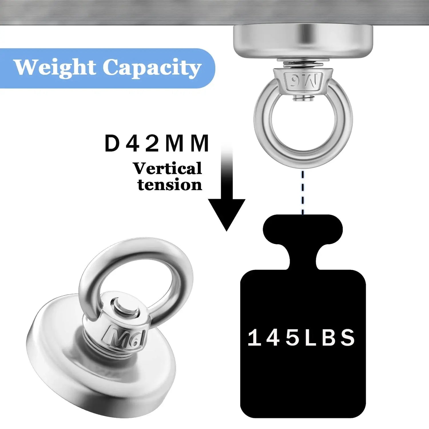 Super Strong Neodymium Fishing Magnets Heavy Duty imanes Magnet with Countersunk Hole Eyebolt for Salvage Magnetic Fishing - HASHTAG