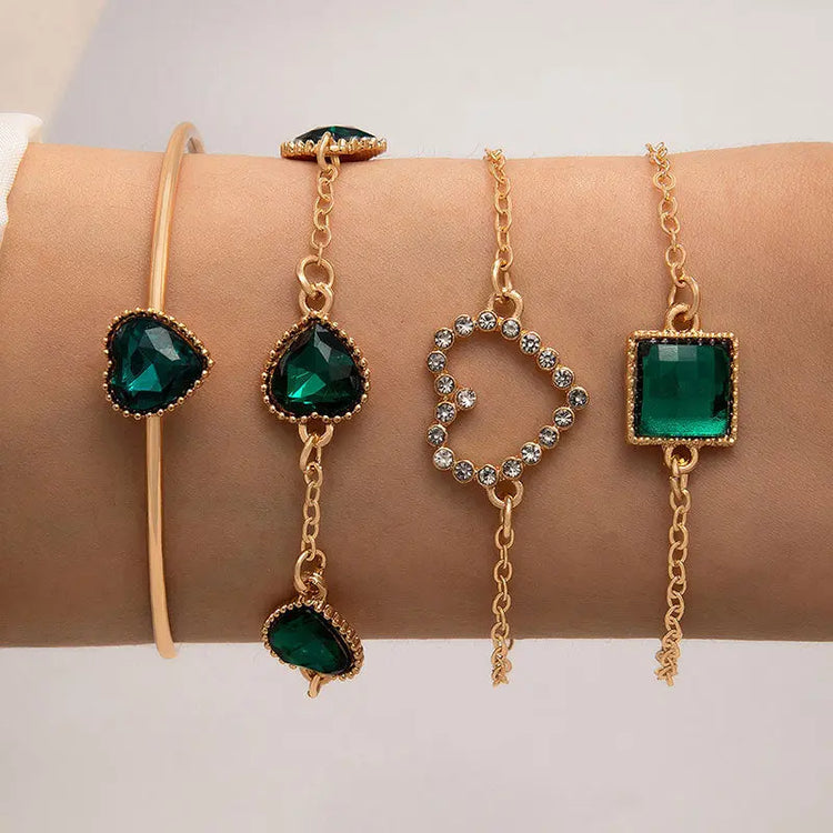 Fashionable Square-Brilliant Heart Bracelet Set Of Four For Women AliExpress