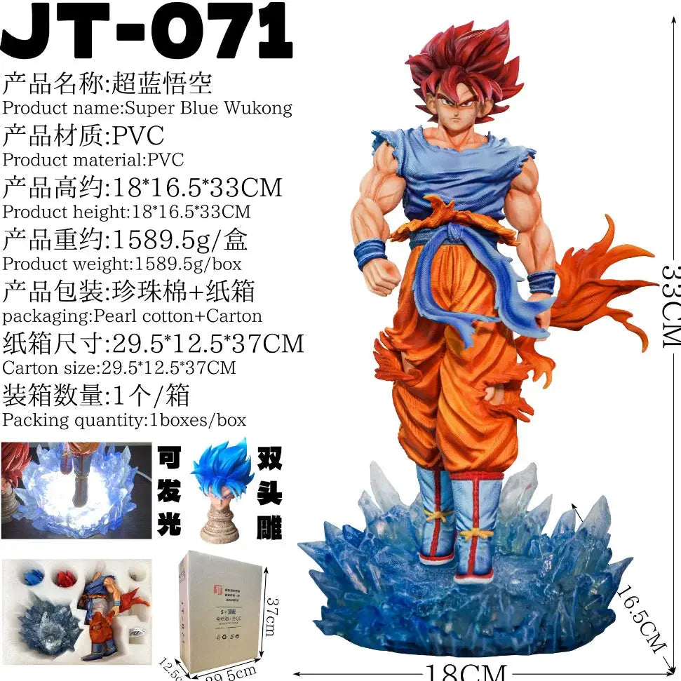JT Statue Dragon Ball Z Son Goku Figure Goku Blue Jt Led Base Super Saiyan Action Figures Collection Model Luminous Toy Gift - HASHTAG