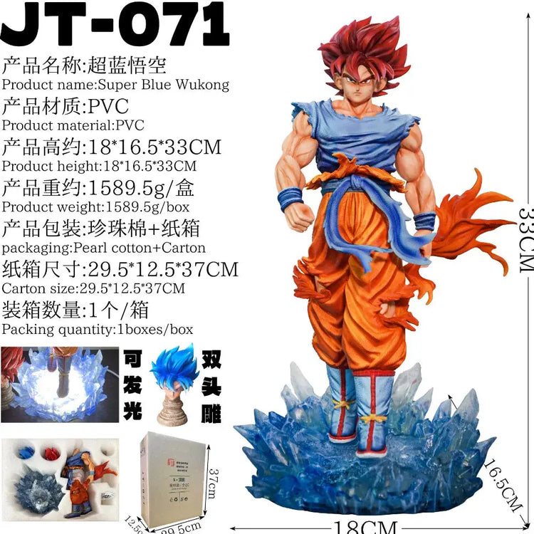 JT Statue Dragon Ball Z Son Goku Figure Goku Blue Jt Led Base Super Saiyan Action Figures Collection Model Luminous Toy Gift - HASHTAG
