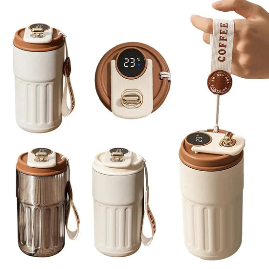 Smart Digital Thermal Bottle Portable Coffee Mug Stainless Steel - HASHTAG