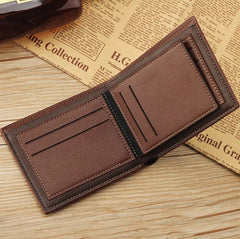Men's Bifold Leather Credit ID Card Holder Wallet Billfold Purse Puce Gaia