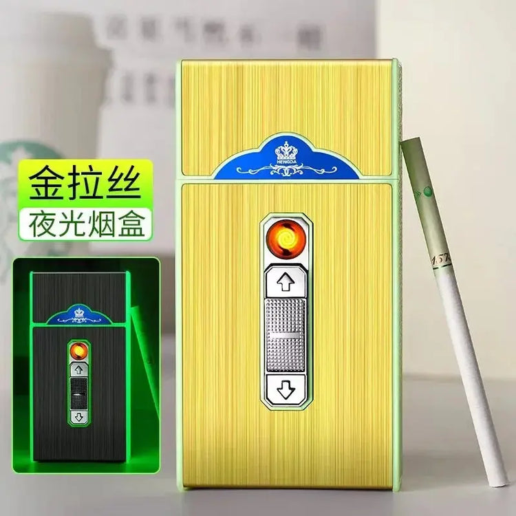 Waterproof Luminous Cigarette Case with Cigarette Lighter, Multifunctional Case, Coarse Smoke, Can Hold 20 - HASHTAG