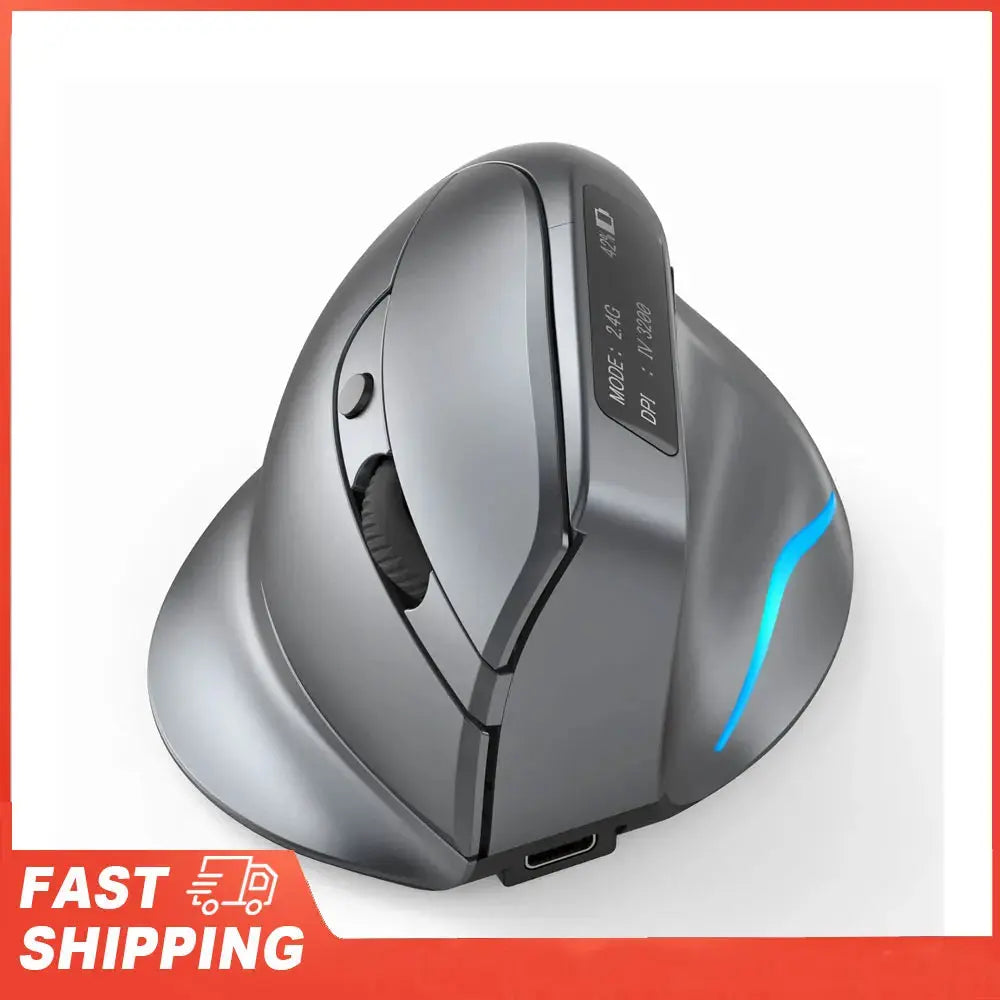 ZELOTES F-26C Mouse Rechargeable display dual-mode wireless mouse with silent 2.4GHz BT gray mouse - My Hashtag Shop