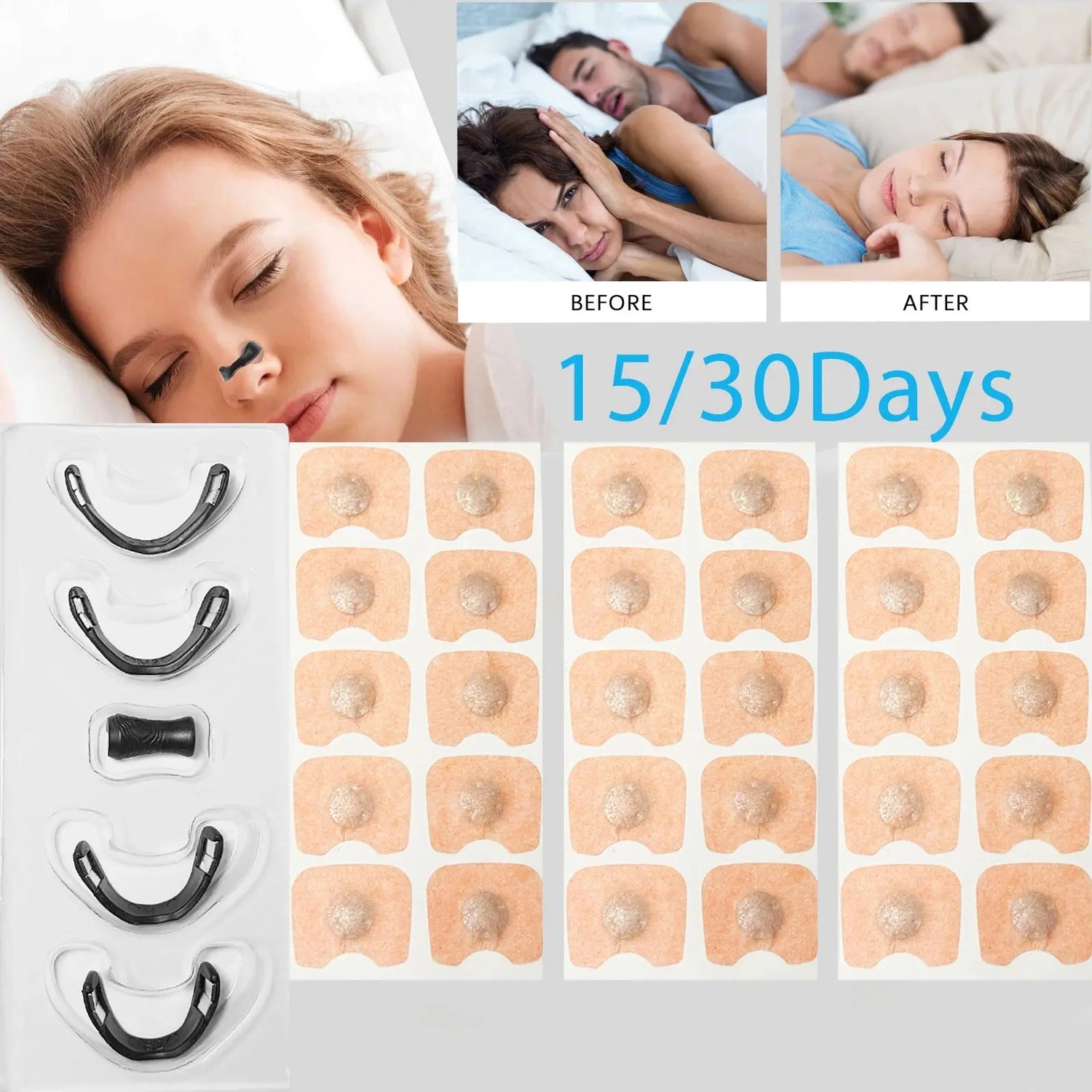 15/30days Magnetic Nasal Breathing Dilators Starter Kit for Nose Improve Sleep Quality Snoring Anti Snoring Sleep Mouth Tape - My Hashtag Shop