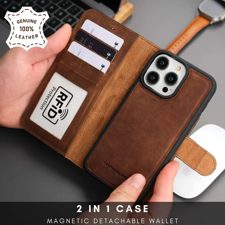 Casper Leather iPhone 15 Pro Max Wallet Case | Detachable MagSafe Compatible RFID Protection-1