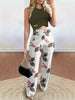 Casual Two-piece Pants Set, Crop Tank Top & Geo Print Pants Outfits, Women's Clothing HASHTAG