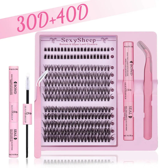 Eyelash Clusters Kit Fluffy Individual Eyelash Extensions With Lower Lash DIY Lash Extension Kit Lash Bond and Seal HASHTAG