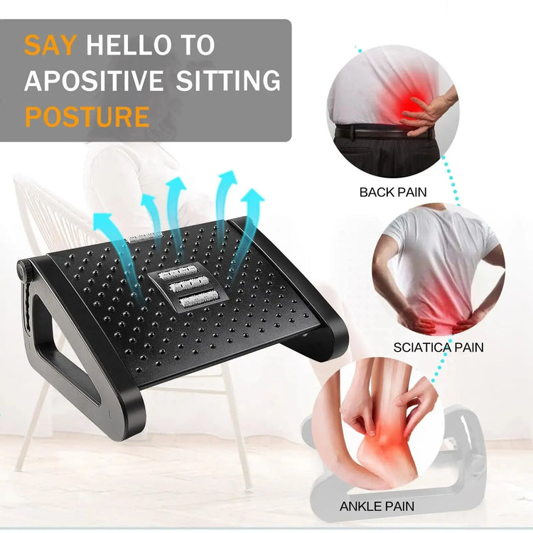 Under Desk Footrest Ergonomic Foot Stool with Massage Rollers Desk Leg Rest Pain Relief for Home Office Work - HASHTAG