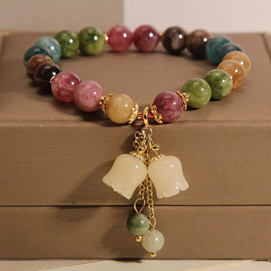 Small Niche Bell Orchid Pendant Crystal Bracelet HASHTAG