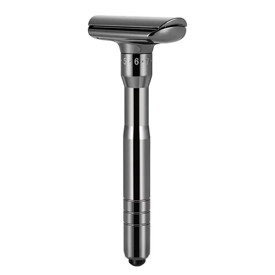 Adjustable Safety Razor Safer Press to Open Blade Replacing System 1 Razor 1 Travel Case & 5 Blades Men&