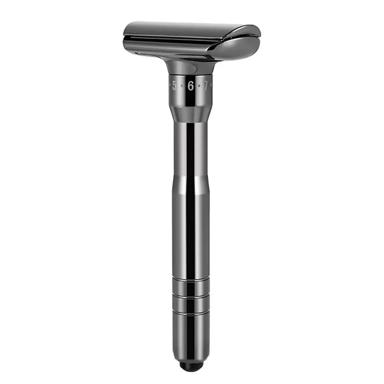 Adjustable Safety Razor Safer Press to Open Blade Replacing System 1 Razor 1 Travel Case & 5 Blades Men&