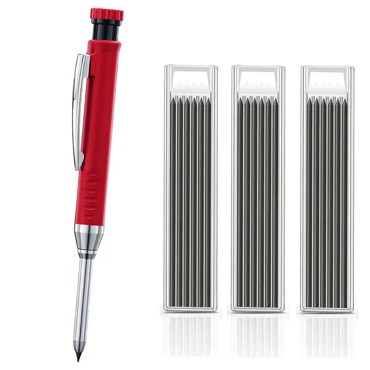 Solid Carpenter Mechanical Pencil with Sharpener Woodworking Tools 2.8mm 3 Colors Refill Construction Tools Stationery Supply - HASHTAG