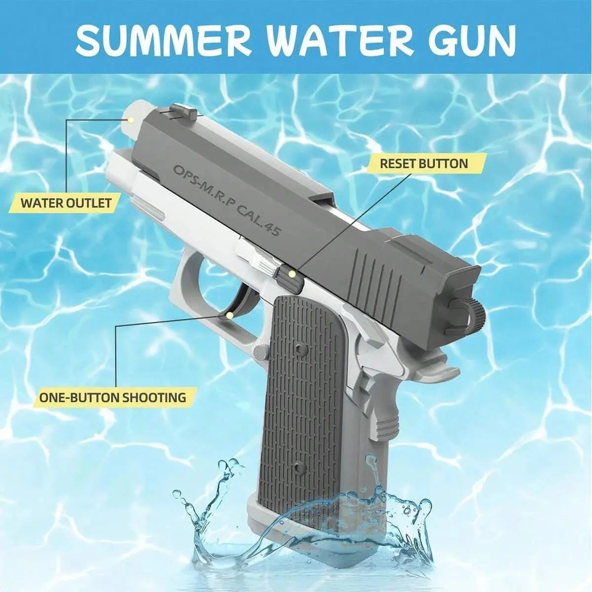 M1911 Water Guns Pistol Toy Squirt Guns, Summer Pool Beach Shooting Games Outdoor Toys, Water Blaster Pistol for Kids Adult HASHTAG
