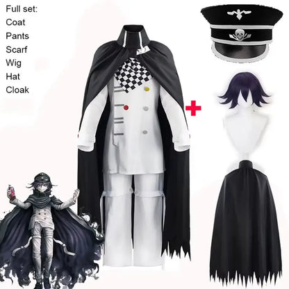 Danganronpa V3 Kokichi Oma Cosplay Costume President Oma Cosplay Wig Cloak Hat Halloween Carnival Party Uniforms Costumes Wigs