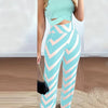 Casual Two-piece Pants Set, Crop Tank Top & Geo Print Pants Outfits, Women's Clothing HASHTAG
