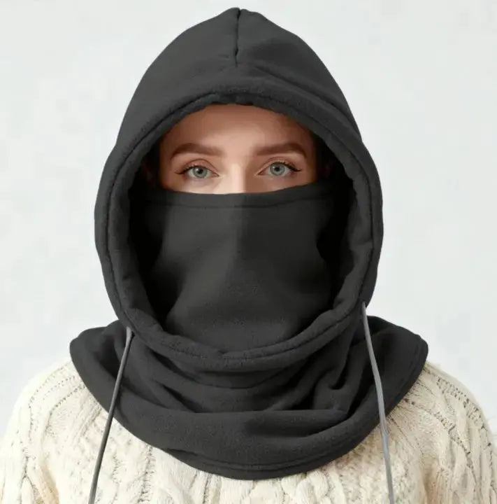 Unisex Winter Balaclava Knit Hood - Windproof Mask with Drawstring, Motorcycle Riding Headgea Warm Knitted Cap Cold Weather - HASHTAG