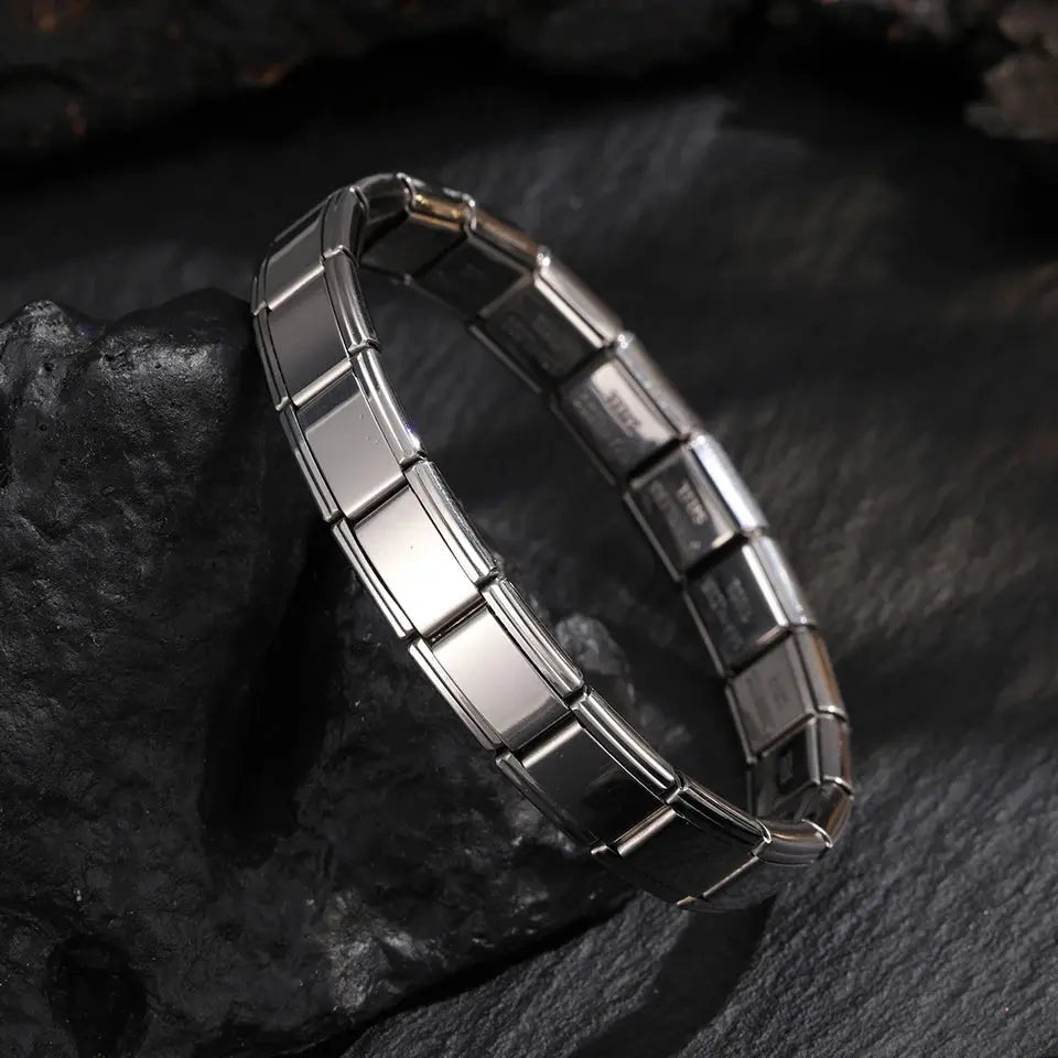 Trendy Square Italy Stainless Steel Bracelets For Women Men HipHop Metal Italian Modules Stretchable Gift Birthday Party Jewelry - My Hashtag Shop
