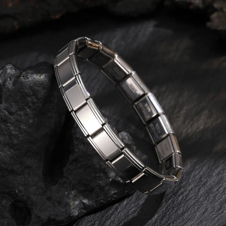 Trendy Square Italy Stainless Steel Bracelets For Women Men HipHop Metal Italian Modules Stretchable Gift Birthday Party Jewelry - My Hashtag Shop