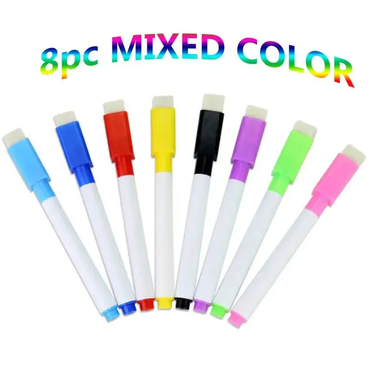8PC Magnetic Colorful Whiteboard Pen Black White Board Markers Built In Eraser School Supply children&