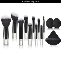 10 black mini Makeup brush Travel Portable Makeup Tool Makeup Puff - Palm Brush Professional Makeup tool set HASHTAG