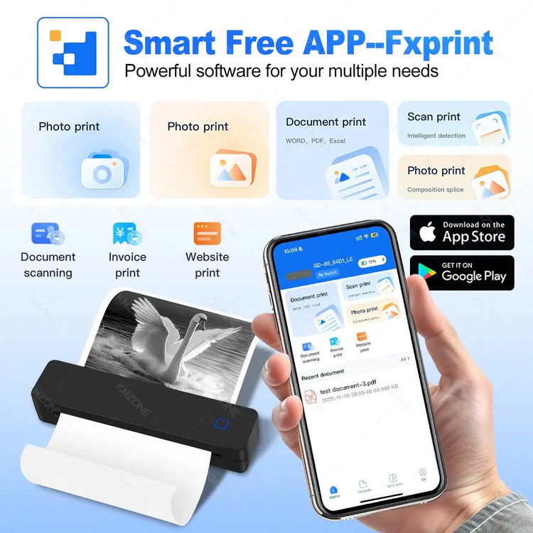 Stampante termica Bluetooth A4 che supporta i formati 2"/3"/4"/A4 - My Hashtag Shop