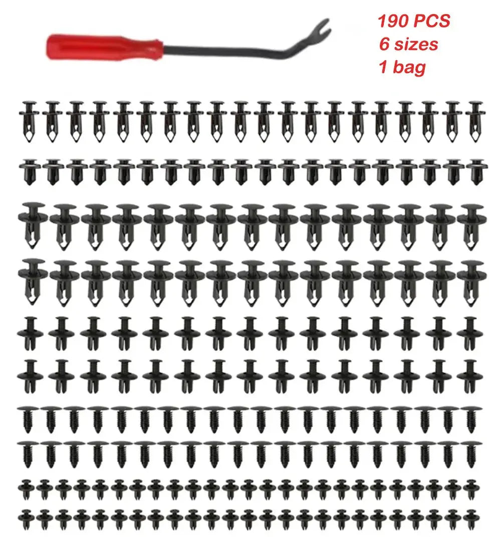 190pcs Car Retainer Clips 6 Size Plastic Fasteners Kit Auto Trim Panel Clip Mixed Car Body Bumper Rivet Set - HASHTAG