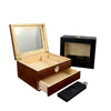 Flip-Top Wooden Cigar Humidor with Hygrometer, Two-Layer Desktop Storage Box, Black Brown Color Options HASHTAG
