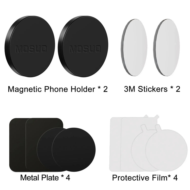 Supporto magnetico per cellulare per auto, (2 pezzi) Magnete per auto Telefono cellulare 4 piastre in metallo Supporto magnetico per auto universale per iPhone Samsung Huawei GPS (nero) - My Hashtag Shop
