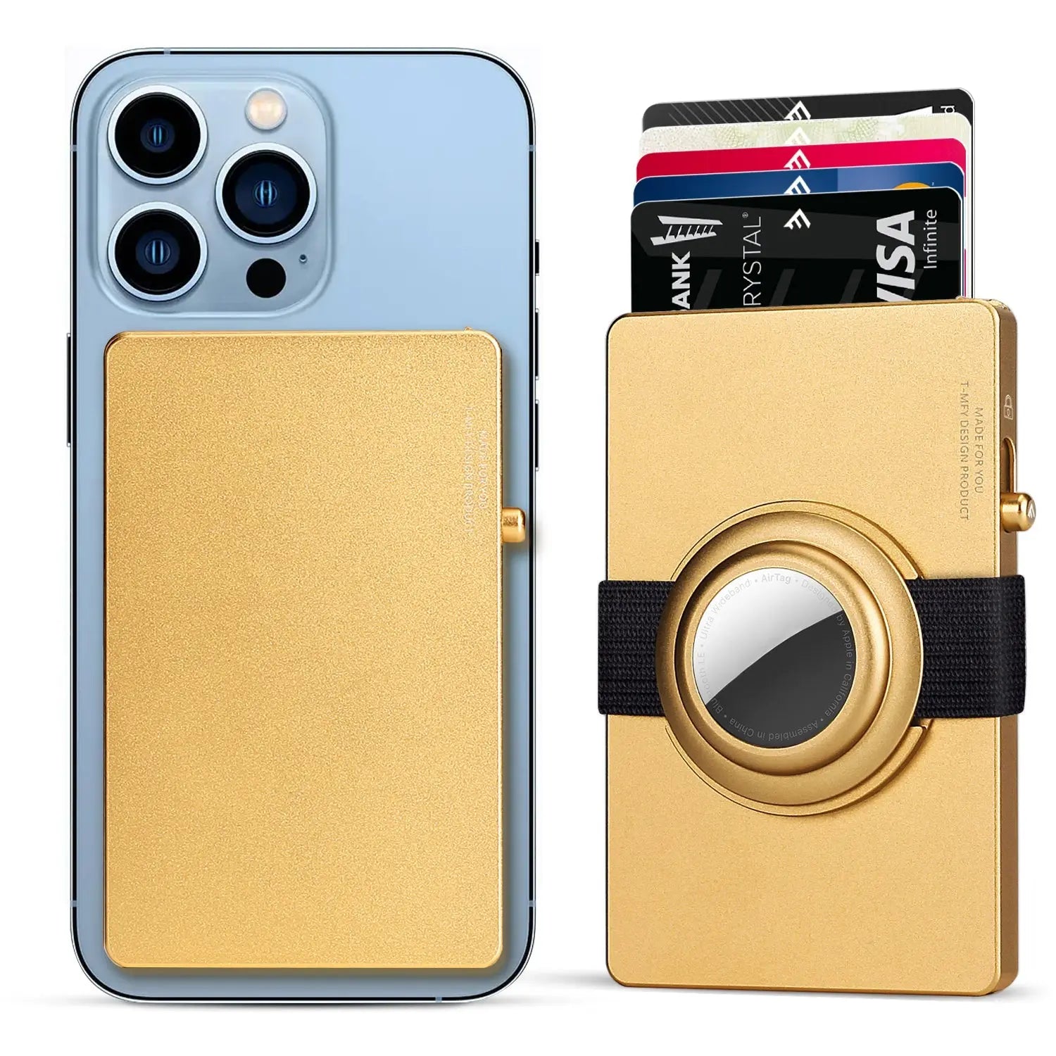 TOYFID All-Aluminum Pop Up Slide Rfid Slim Card Holder Wallet With Airtag Holder-7