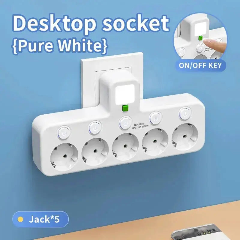 EU plug and socket, 4-pole socket, multifunctional wall plug, with or without extension cords or USB and Type-C interfaces HASHTAG