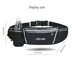 Luan Miao Sports Waist Pack - Black & White, Waterproof Polyester, Adjustable Strap, Multi-Pocket Design for Running, Hiking, and Fitness, Outdoor Gear | Adjustable Waist Pack | Durable Zipper Closure, Running Gear HASHTAG