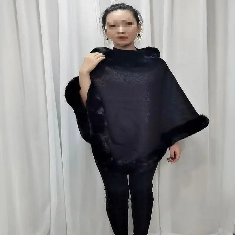 Leopard-print Thickened Velvet Oversized Cloak HASHTAG