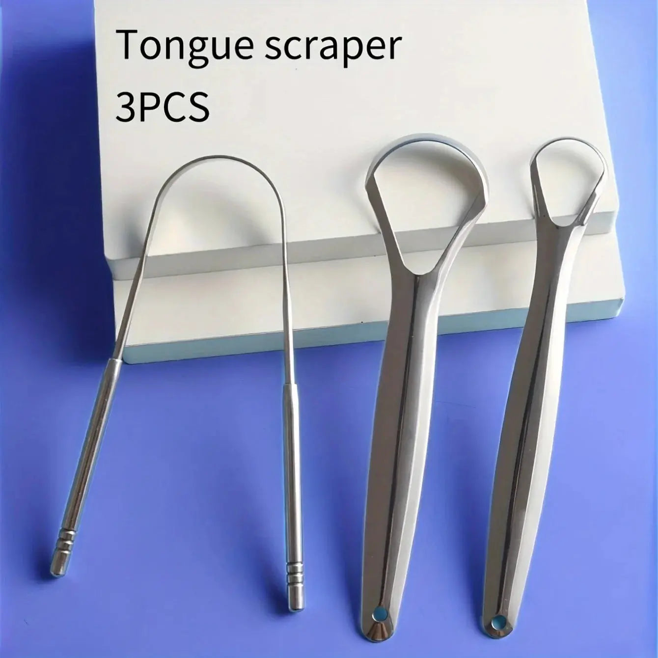 3pcs Stainless Steel Tongue Scraper U-shaped Metal Fresh Breath Cleaning Coated Tongue Toothbrush Oral Hygiene Care Tools HASHTAG