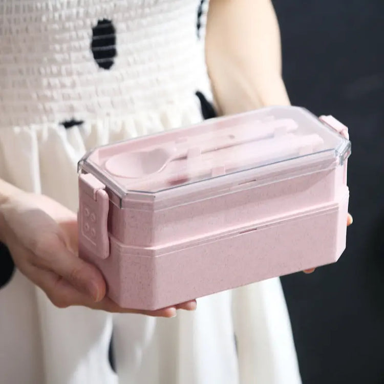 Wheat straw double-layer lunch box AliExpress