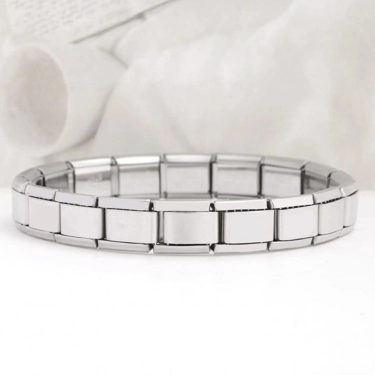 Trendy Square Italy Stainless Steel Bracelets For Women Men HipHop Metal Italian Modules Stretchable Gift Birthday Party Jewelry - My Hashtag Shop