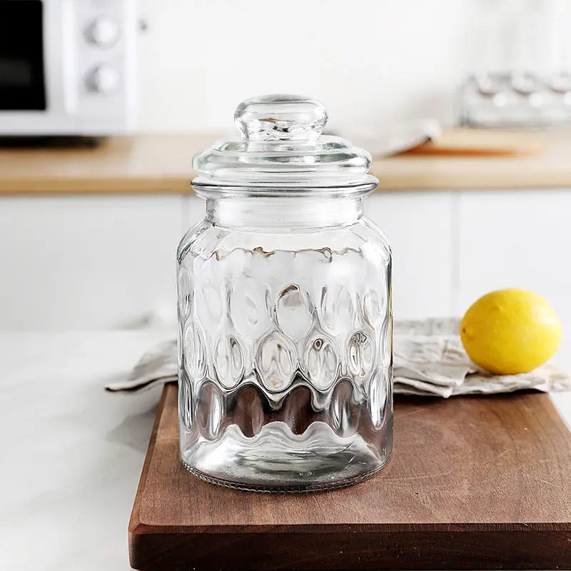 Stained Glass Sealed Jar Love Glass Bottle Household Transparent With Lid - HASHTAG