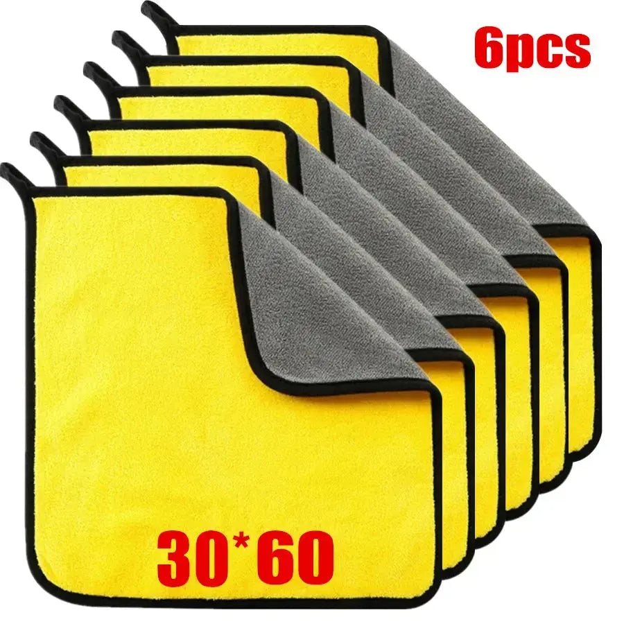 1/2/6pz Asciugamano Pulizia Microfibra Ispessito Morbido Panno Asciugatura Carrozzeria Auto Asciugamani Lavaggio Doppio Strato Panni Puliti Accessori Auto HASHTAG