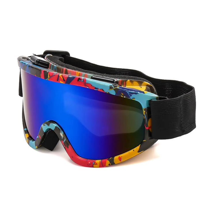 Large Frame Ski Goggles with Colorful Lens Anti-Collision Anti-Glare Lens Outdoor Sport Snow Snowboard for Snowboarding Skiing