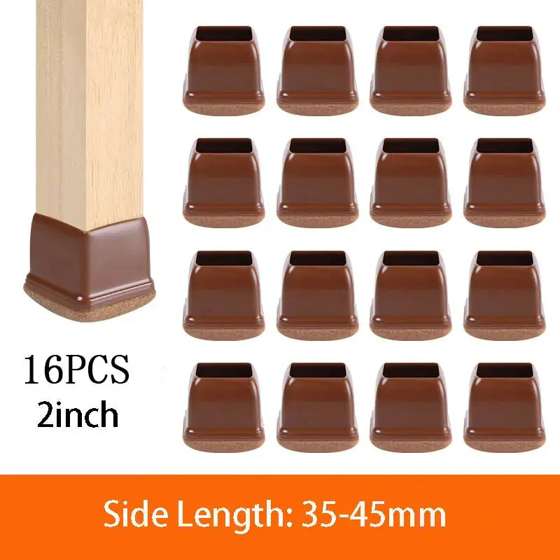 16PCS Transparent Table Chair Leg Protectors Caps Round Square for Furniture Foot Legs Cover Floor Protector with Felt Bottom - HASHTAG