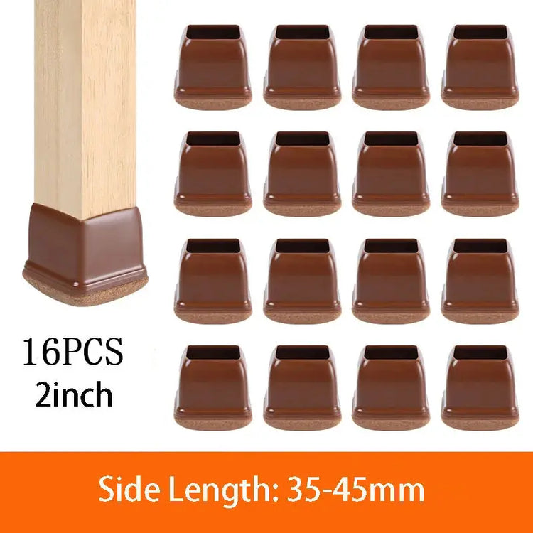 16PCS Transparent Table Chair Leg Protectors Caps Round Square for Furniture Foot Legs Cover Floor Protector with Felt Bottom - HASHTAG