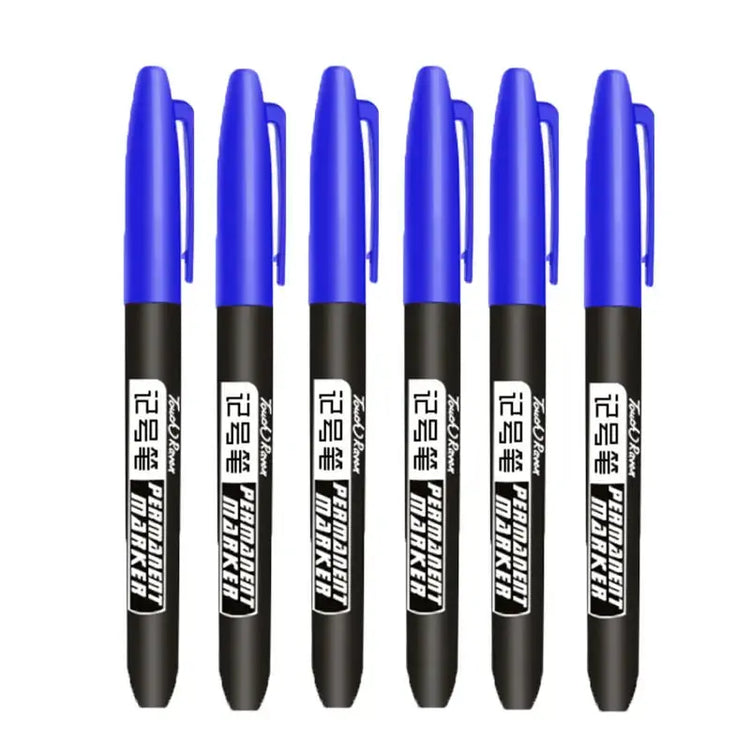 6 PCS Permanent Marker Pen Manga Drawing Markers Black Blue Red Waterproof Ink Sketch Pens Stationery Art School Supplies - HASHTAG